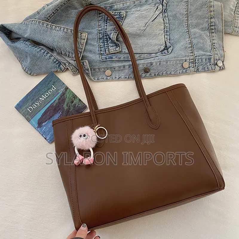 Women’S Classic Tote Shoulder Bag With Fluffy Charm