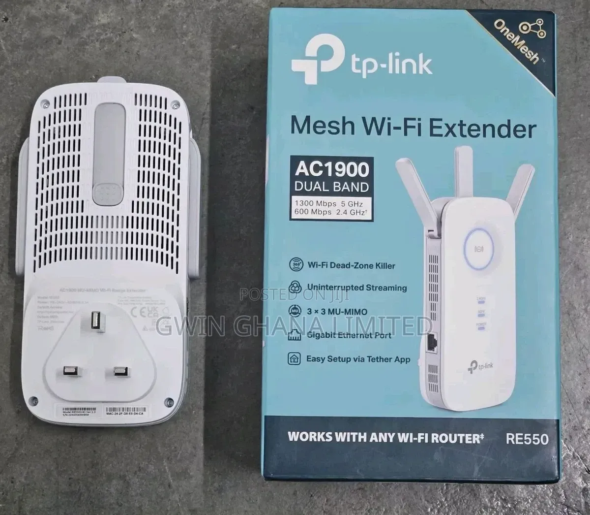 Tp-Link Re550 Ac1900 Dual Band Wi-Fi Range Extender 1900mps,12000sqft