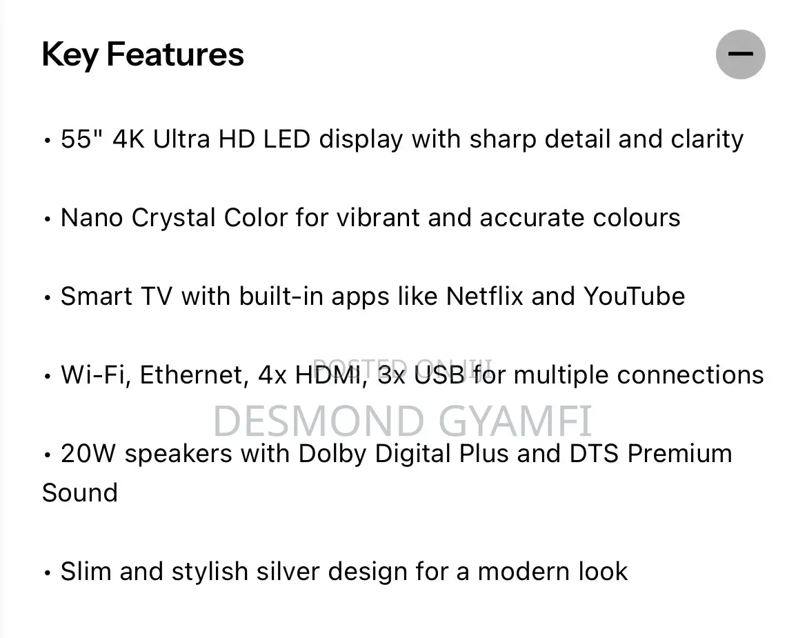 Samsung 55” Smart Tv Uhd