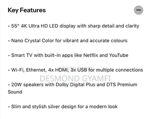 Samsung 55” Smart Tv Uhd