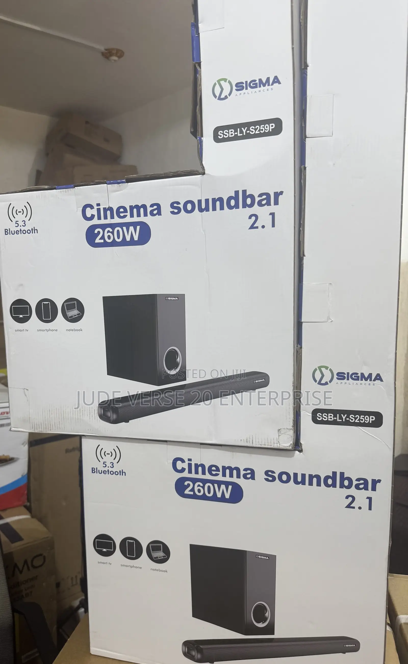 Sigma Cinema Soudbar 2.1 Channel With 260watts and Wireless Subwoofer