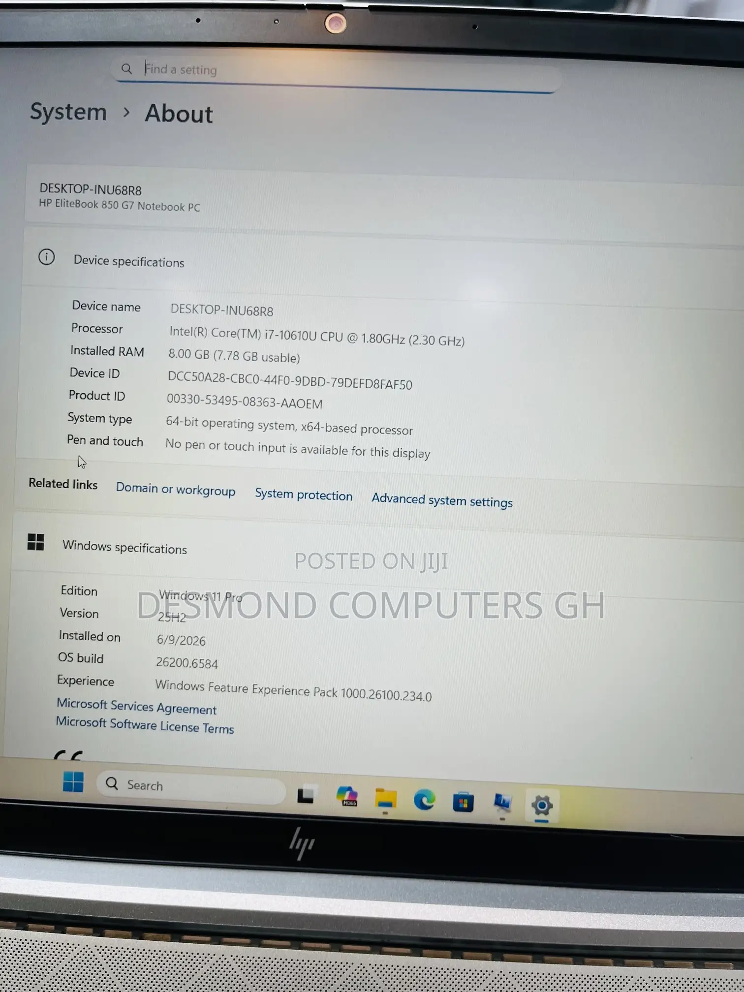 Laptop HP EliteBook 840 G7 8GB Intel Core i7 SSD 256GB