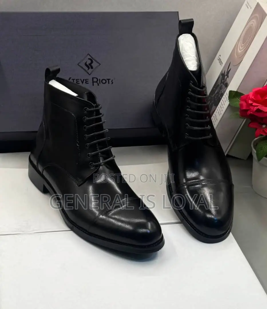 Steve Riots Black Long Men’S Leather Boot