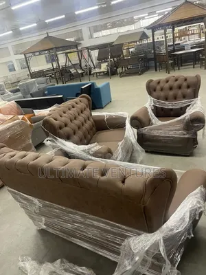 3-Piece Brown Chesterfield Sofa Set - 2 Seater + 2 Armchairs