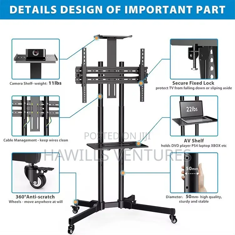 Mobile Tv Stand Typically Accommodate 32 -70" Screen.