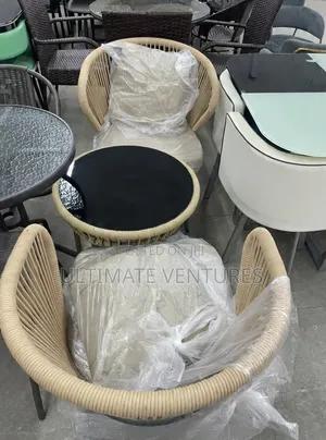Modern Beige Woven Rattan Patio Bistro Set With Black Round Table