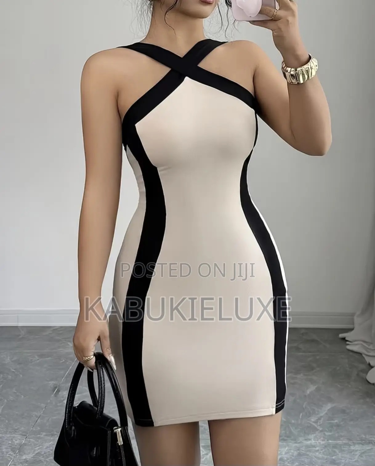 Elegant Cross-Strap Bodycon Mini Dress