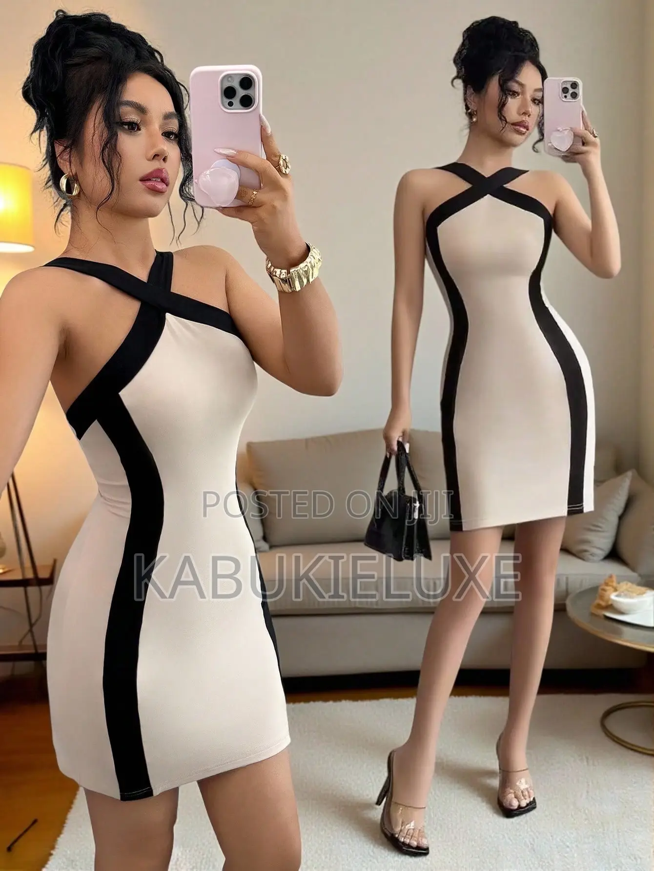 Elegant Cross-Strap Bodycon Mini Dress