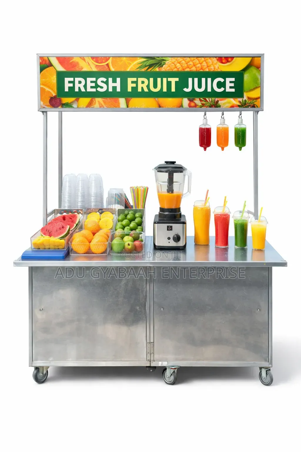 Stainless Steel Movable Food Vending Cart/Kiosk - Foldable