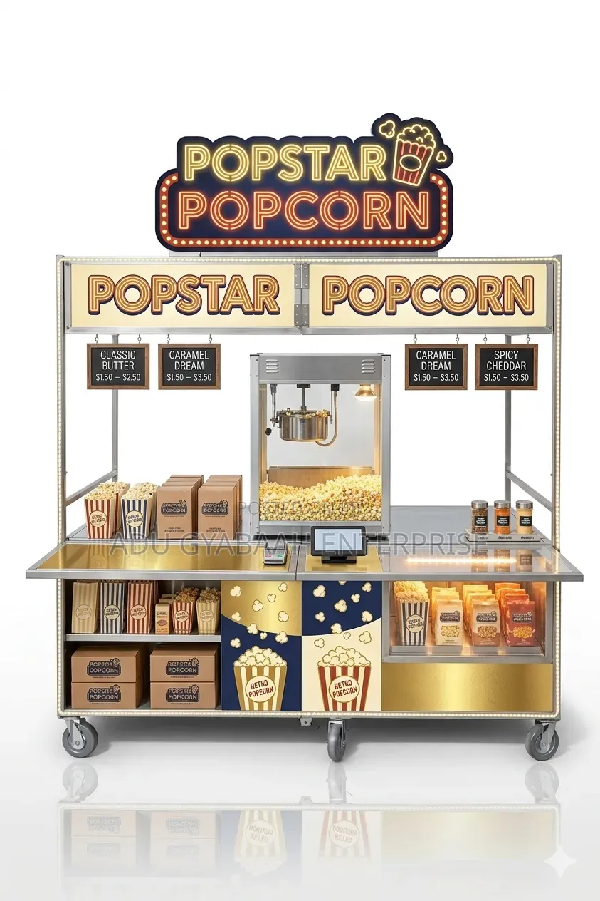 Stainless Steel Movable Food Vending Cart/Kiosk - Foldable