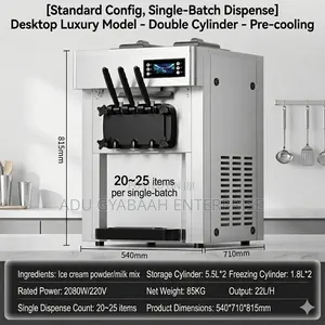 Commercial Soft Serve Ice Cream Machine - Pre-Cooled, 22l/H