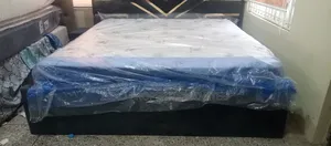 Foreign King Size Mattress and Bed Frame With Side Drawer