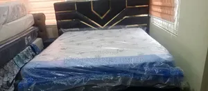 Foreign King Size Mattress and Bed Frame With Side Drawer