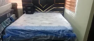 Foreign King Size Mattress and Bed Frame With Side Drawer