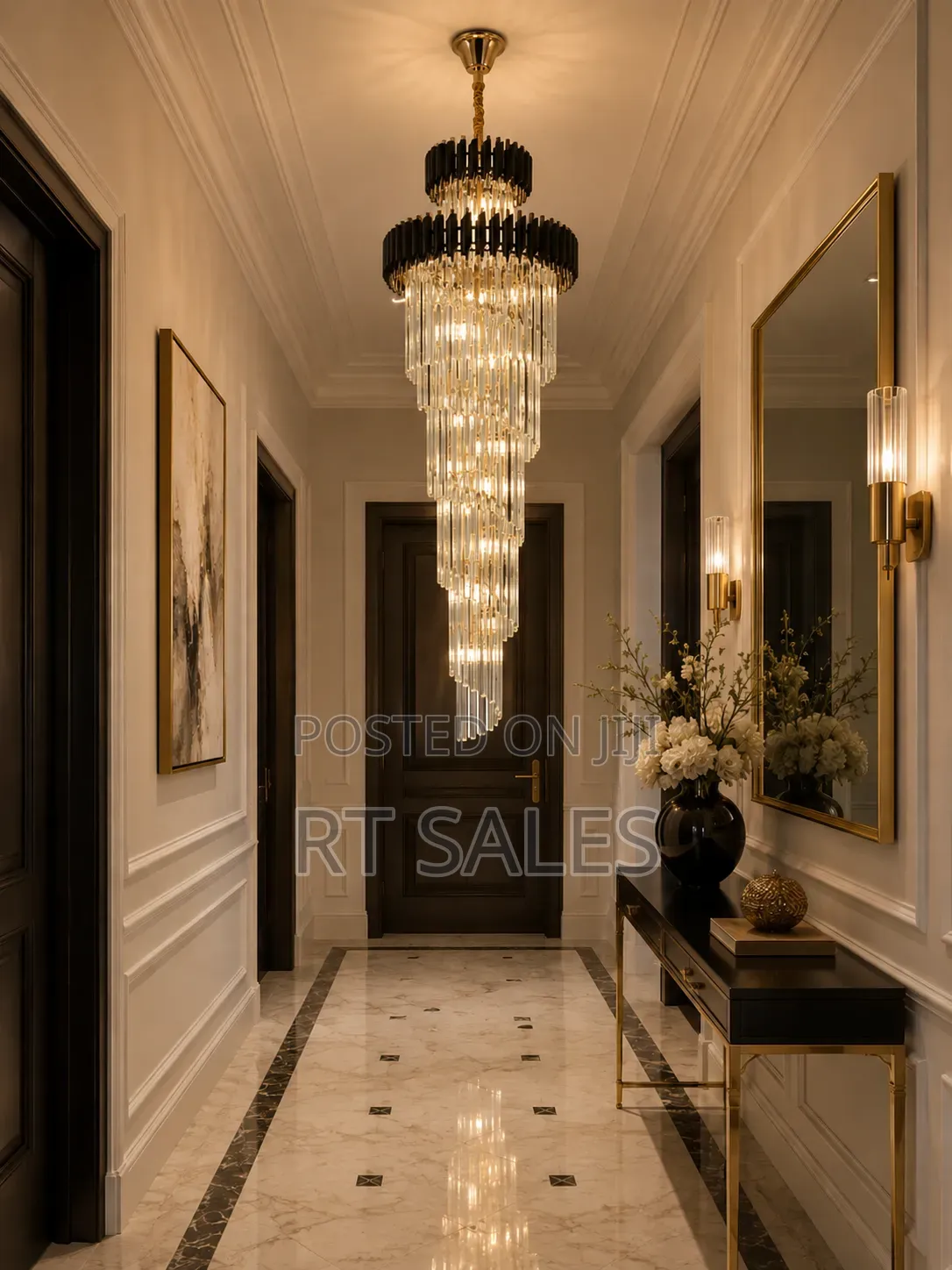 Long Hall Crystal Body Chandelier Light.