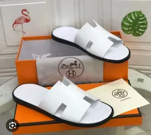 White Patent Hermes Slippers