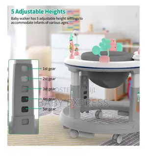 Baby Walker With Adjustableheight,Removable Tray for Feeding,Has Music