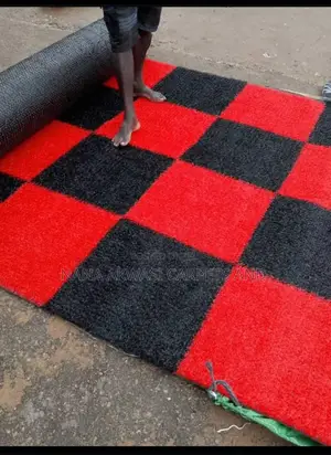 Artificial Red and Black Grass Carpet