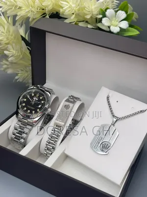 Rolex Watch, Necklace Bracelet Set for Men – Complete Gift Set
