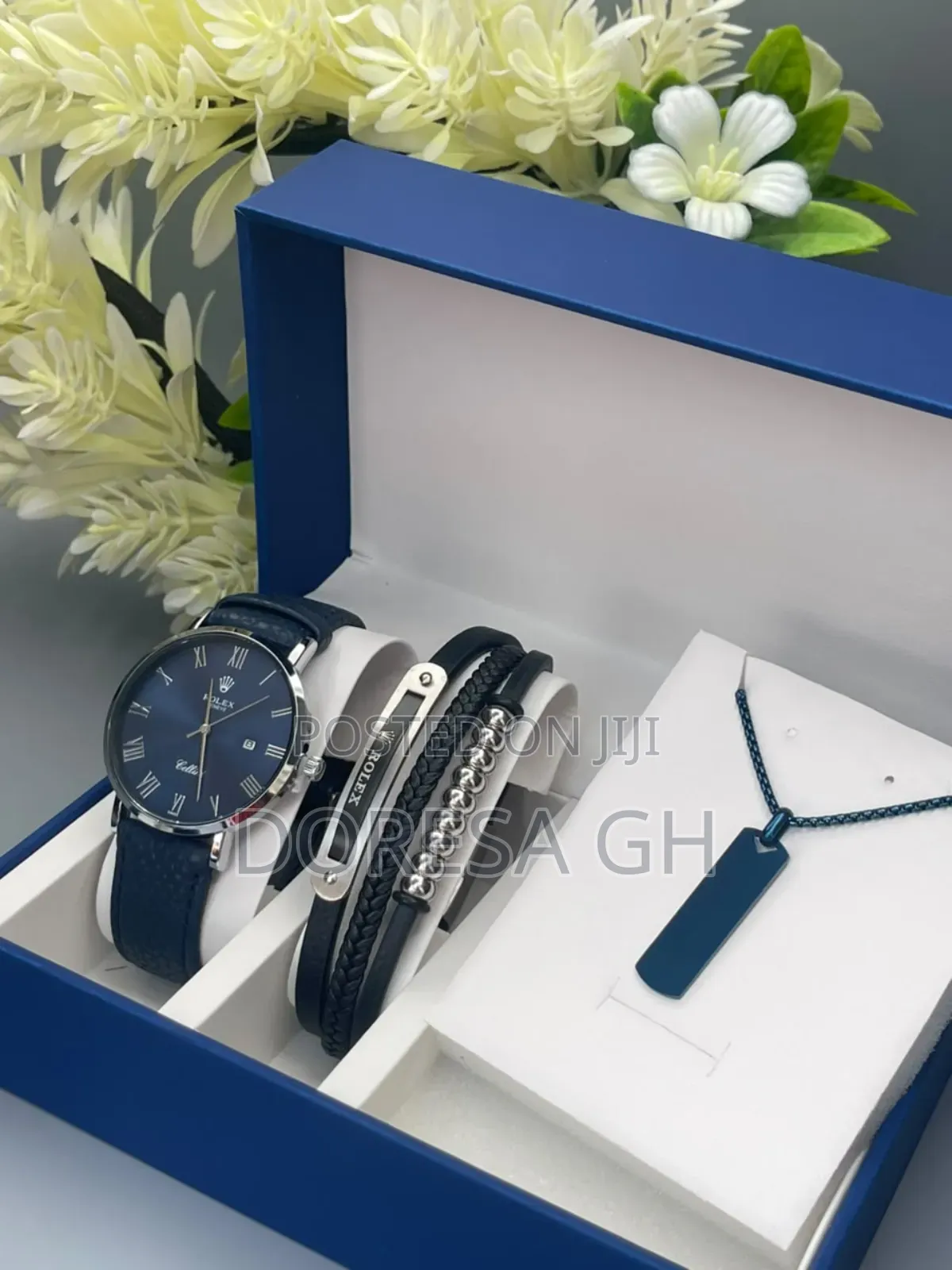 Rolex Watch, Necklace Bracelet Set for Men – Complete Gift Set