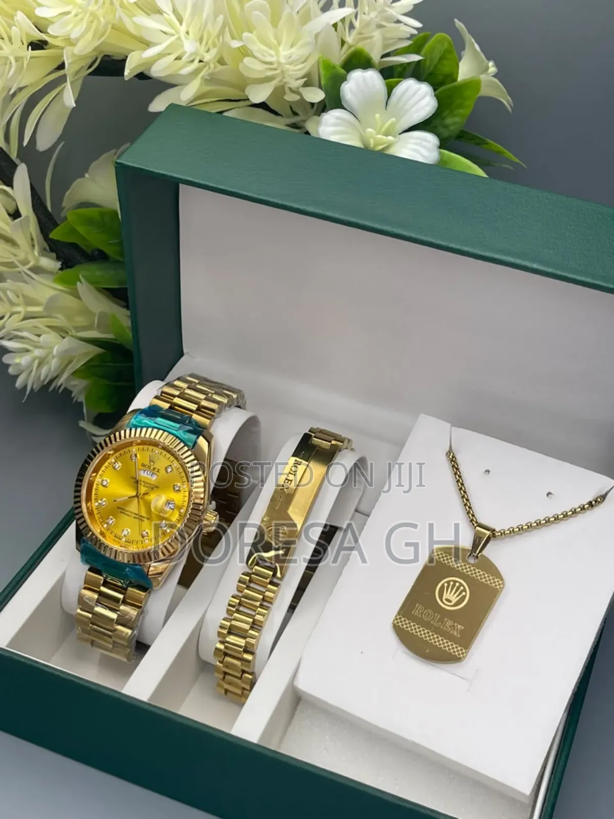 Rolex Watch, Necklace Bracelet Set for Men – Complete Gift Set
