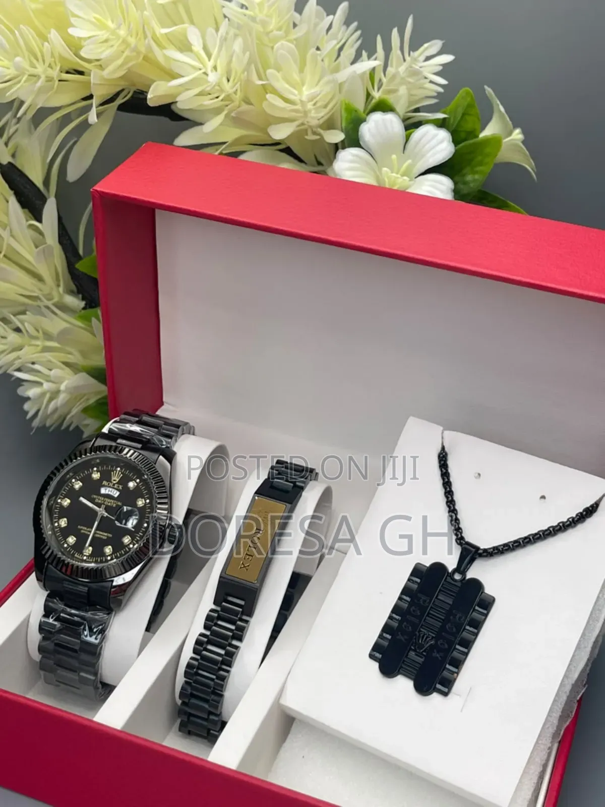 Rolex Watch, Necklace Bracelet Set for Men – Complete Gift Set