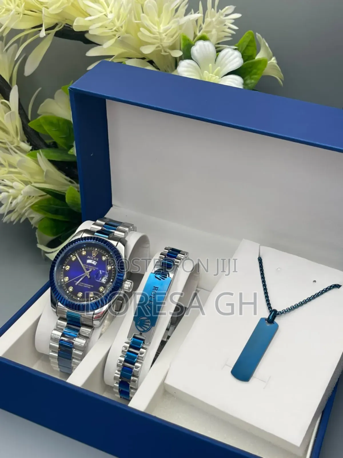 Rolex Watch, Necklace Bracelet Set for Men – Complete Gift Set