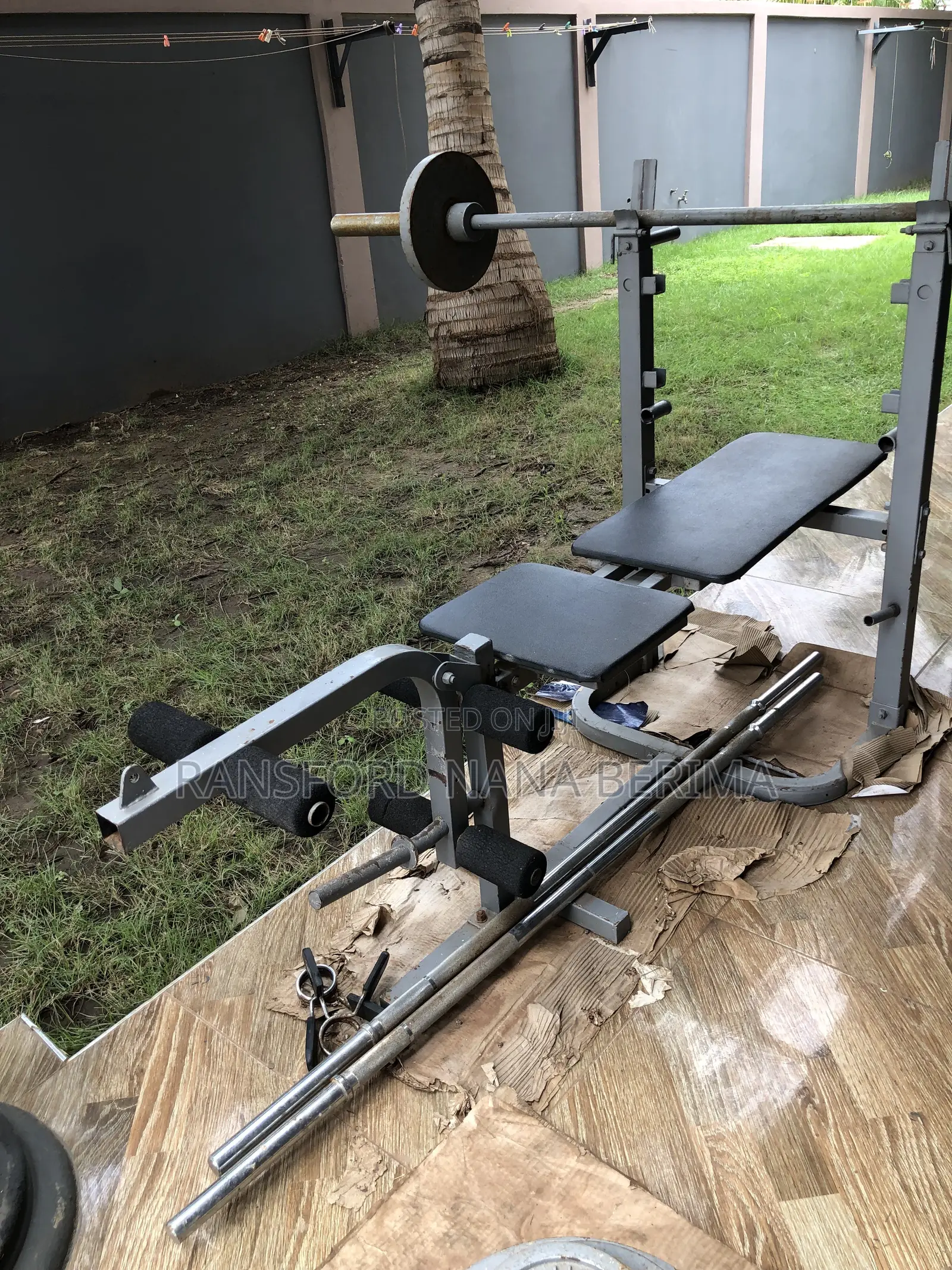 Complete Home Gym Weight Bench Press Set + Cast Iron Plates