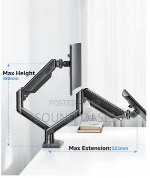 F160 Adjustable Gas Spring Dual Monitor Desk Arm.