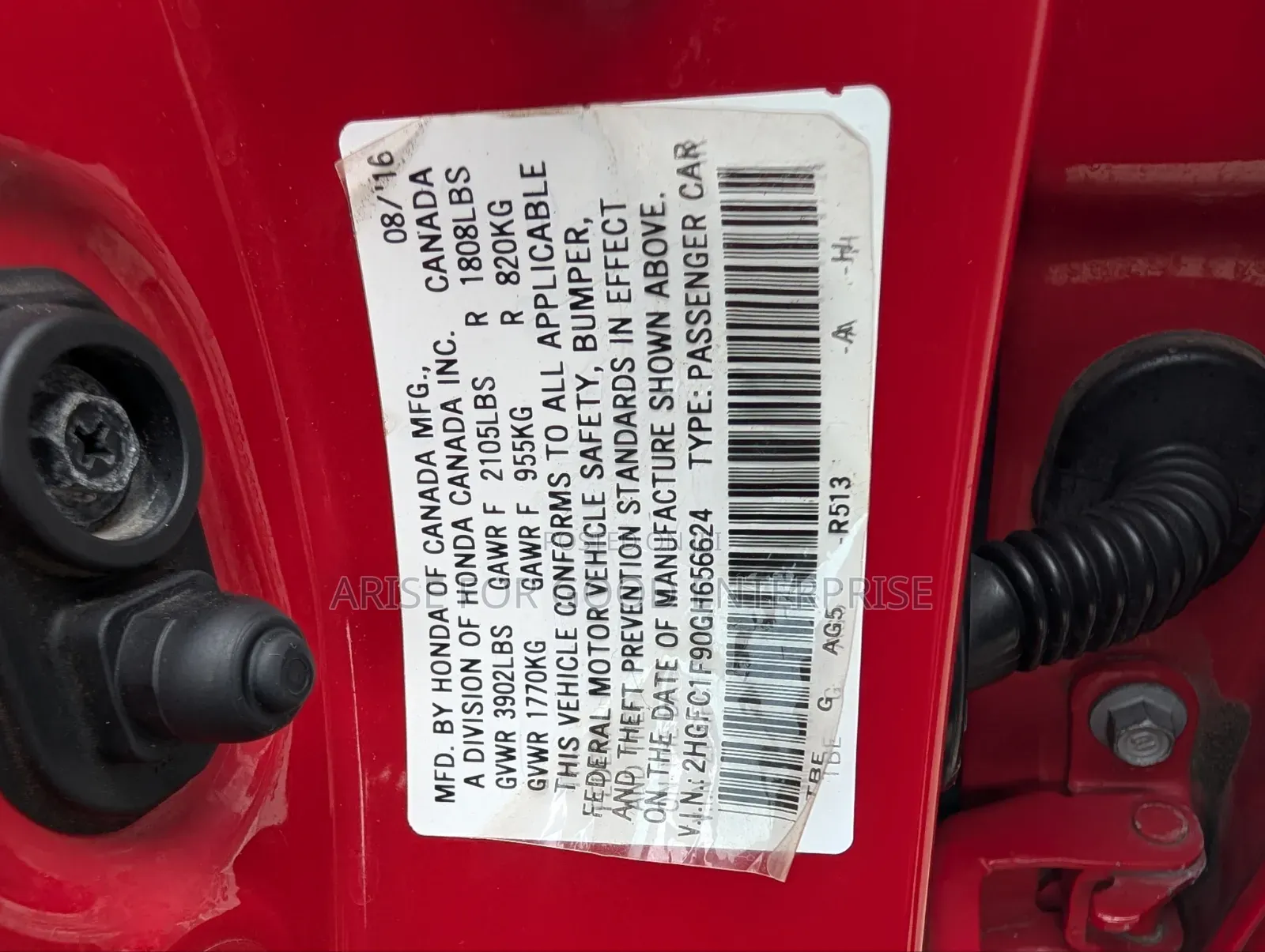 Honda Civic Touring 4dr Sedan (1.5L 4cyl) 2016 Red