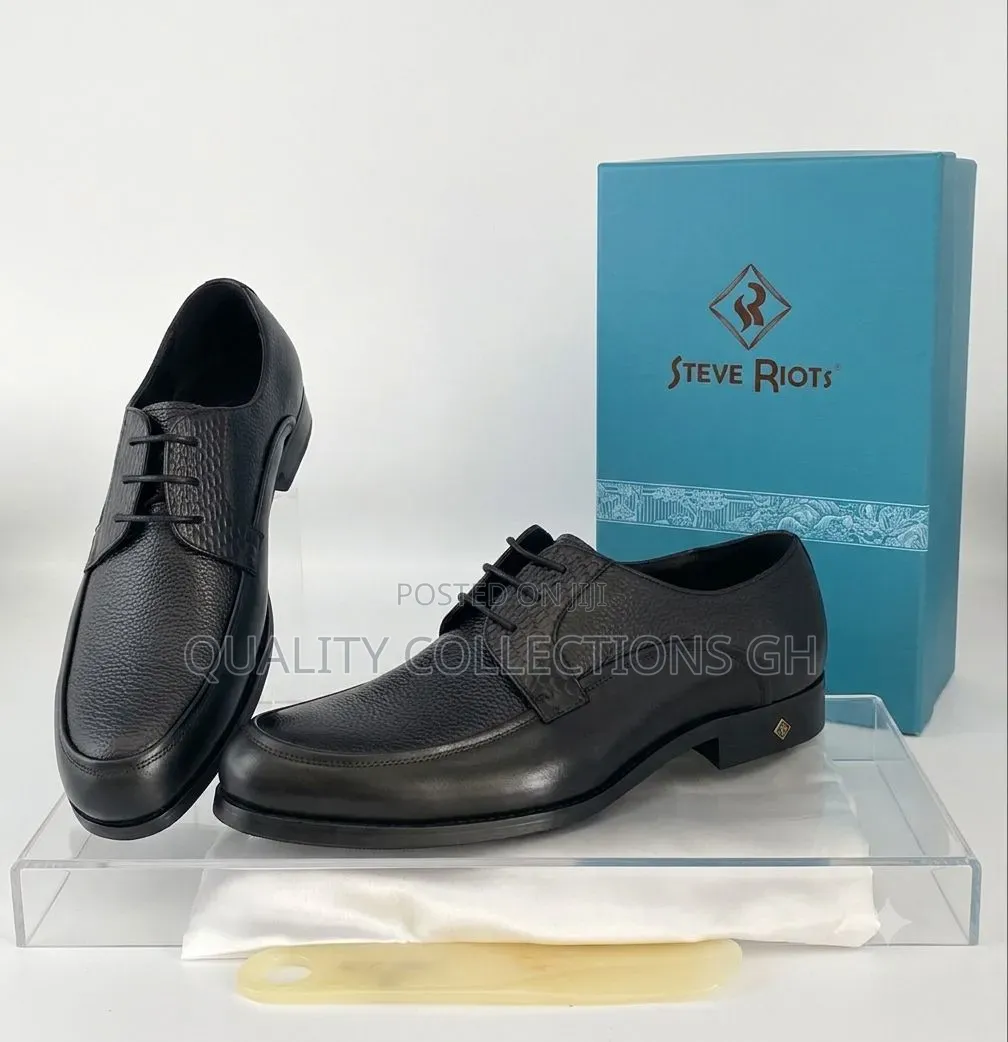 Steve Riots Black Leather Shoe