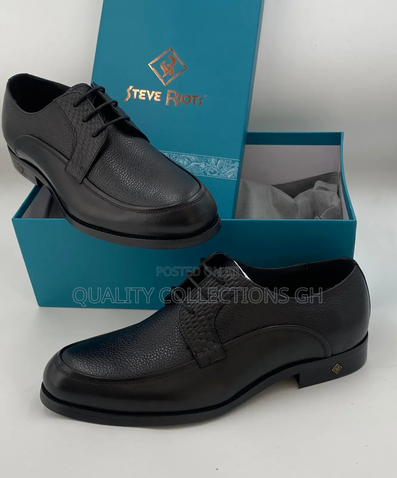 Steve Riots Black Leather Shoe