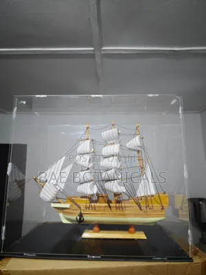 Decorative Vintage Sail Ship For Gifting/Decor In Clear Acrylic Box