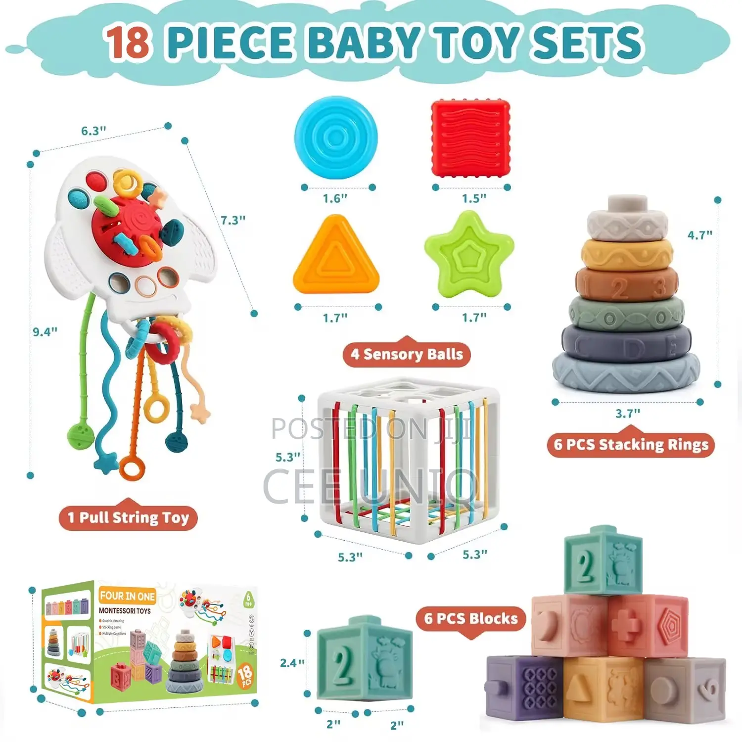 Safe Stacked Silicone Soft Baby Tooth Toys