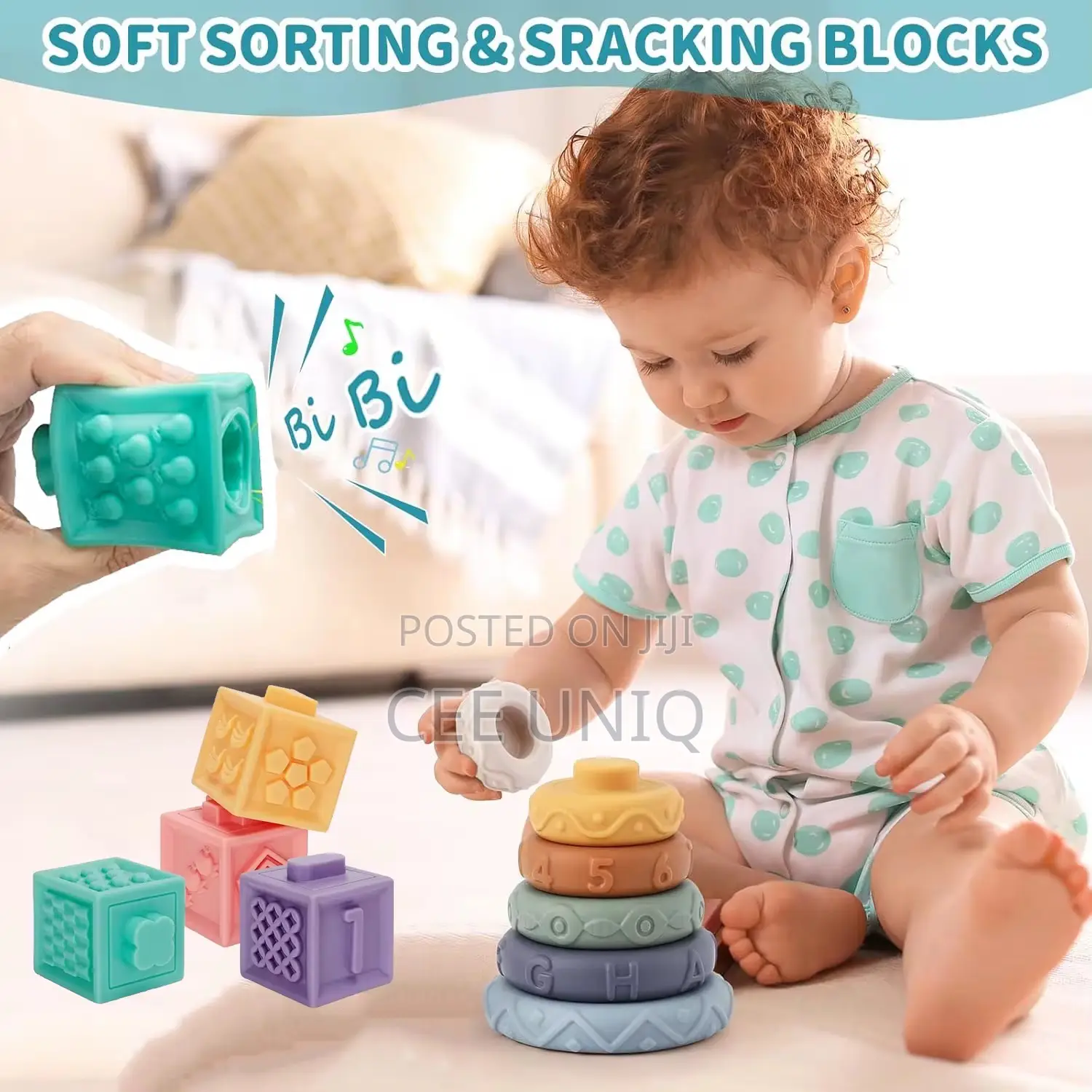 Safe Stacked Silicone Soft Baby Tooth Toys