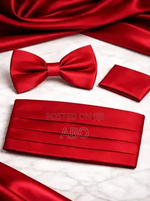 Bow Tie With 2 Pocket Square and Cummerbund Set