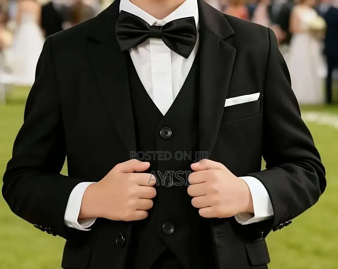 Bow Tie With 2 Pocket Square and Cummerbund Set - Red