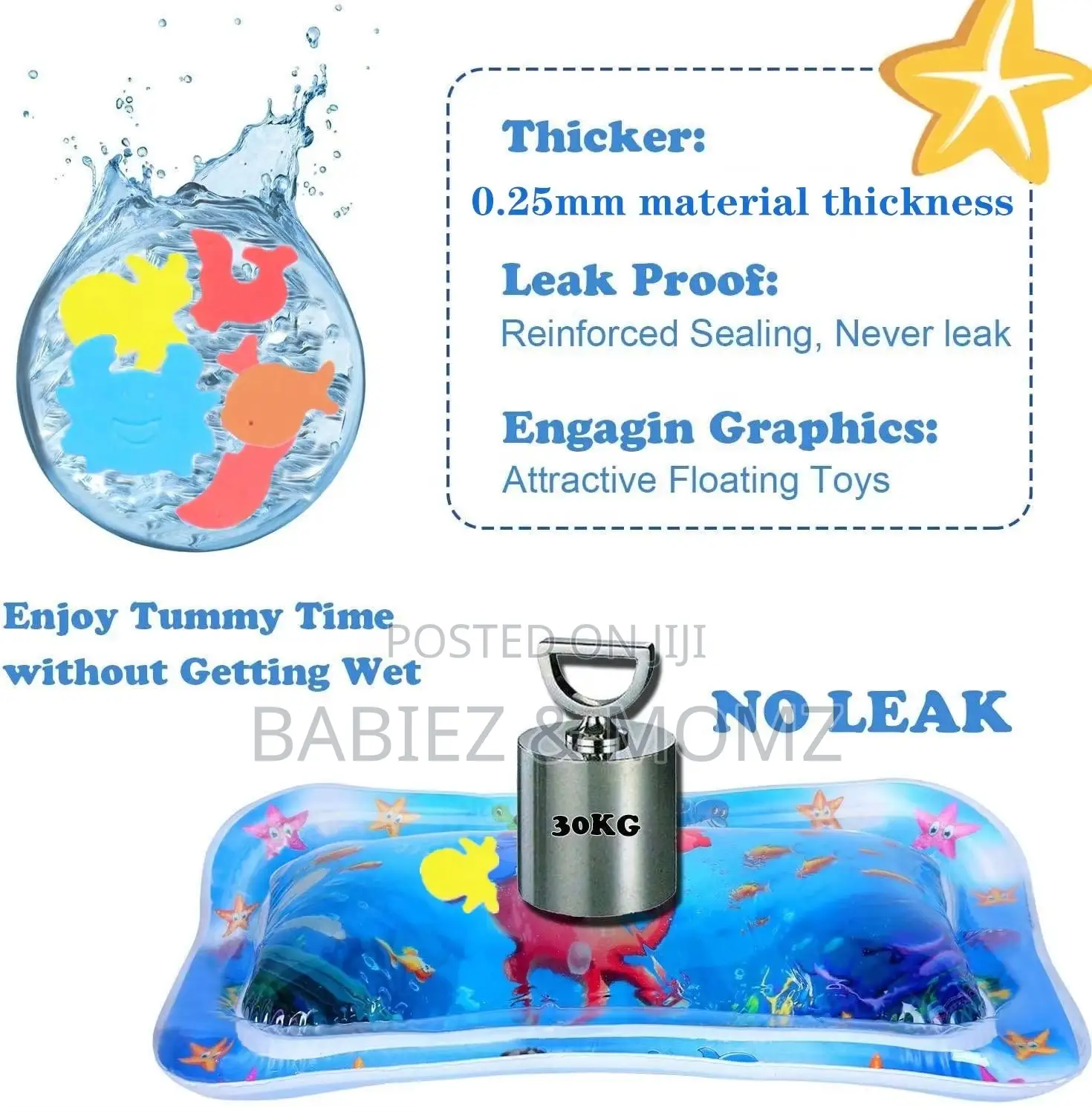 Inflatable Baby Water Play Mat | Tummy Time Sensory Toy for Babies