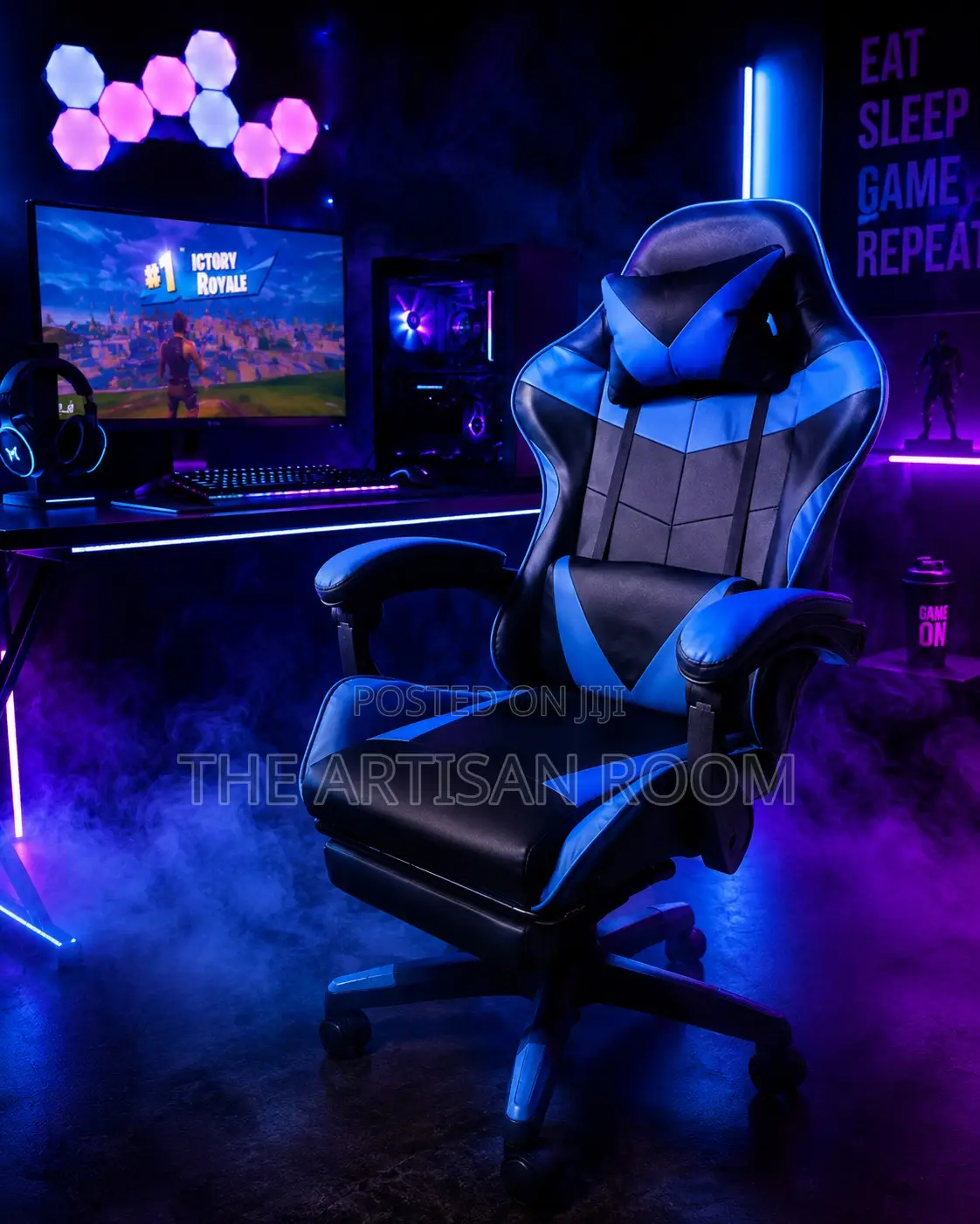 Comfortable Game Chair(Blue and Black)