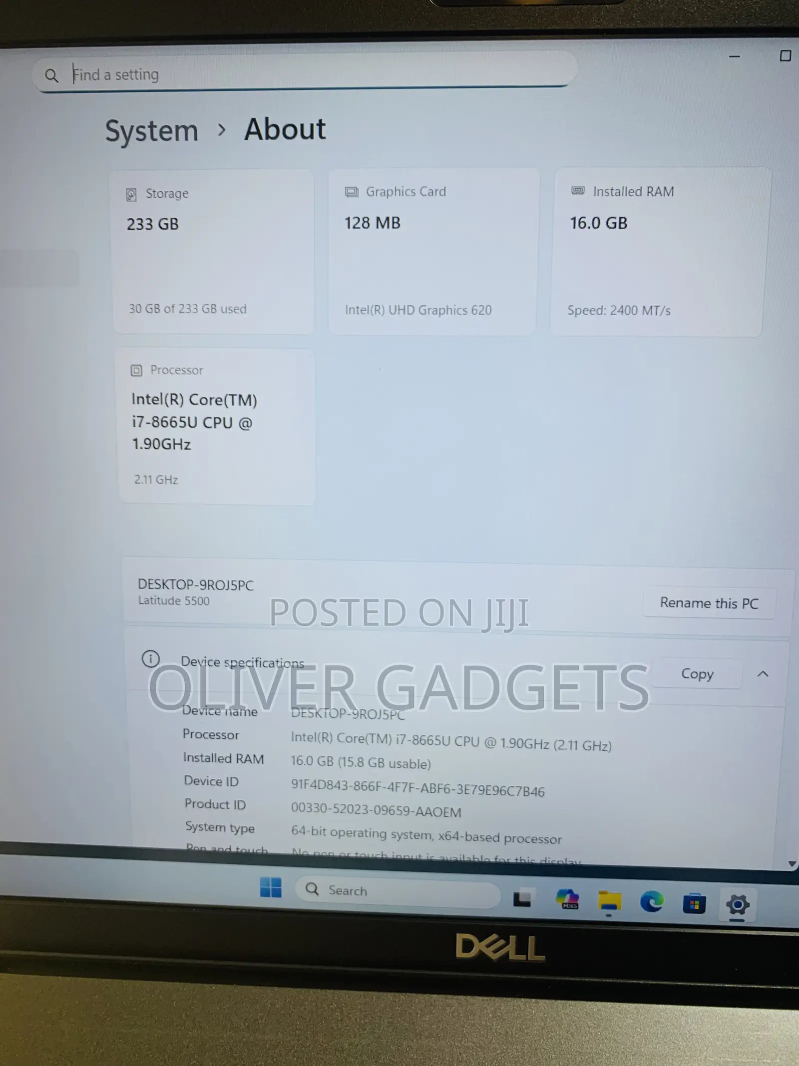 Laptop Dell Latitude 5501 16GB Intel Core i7 SSD 256GB