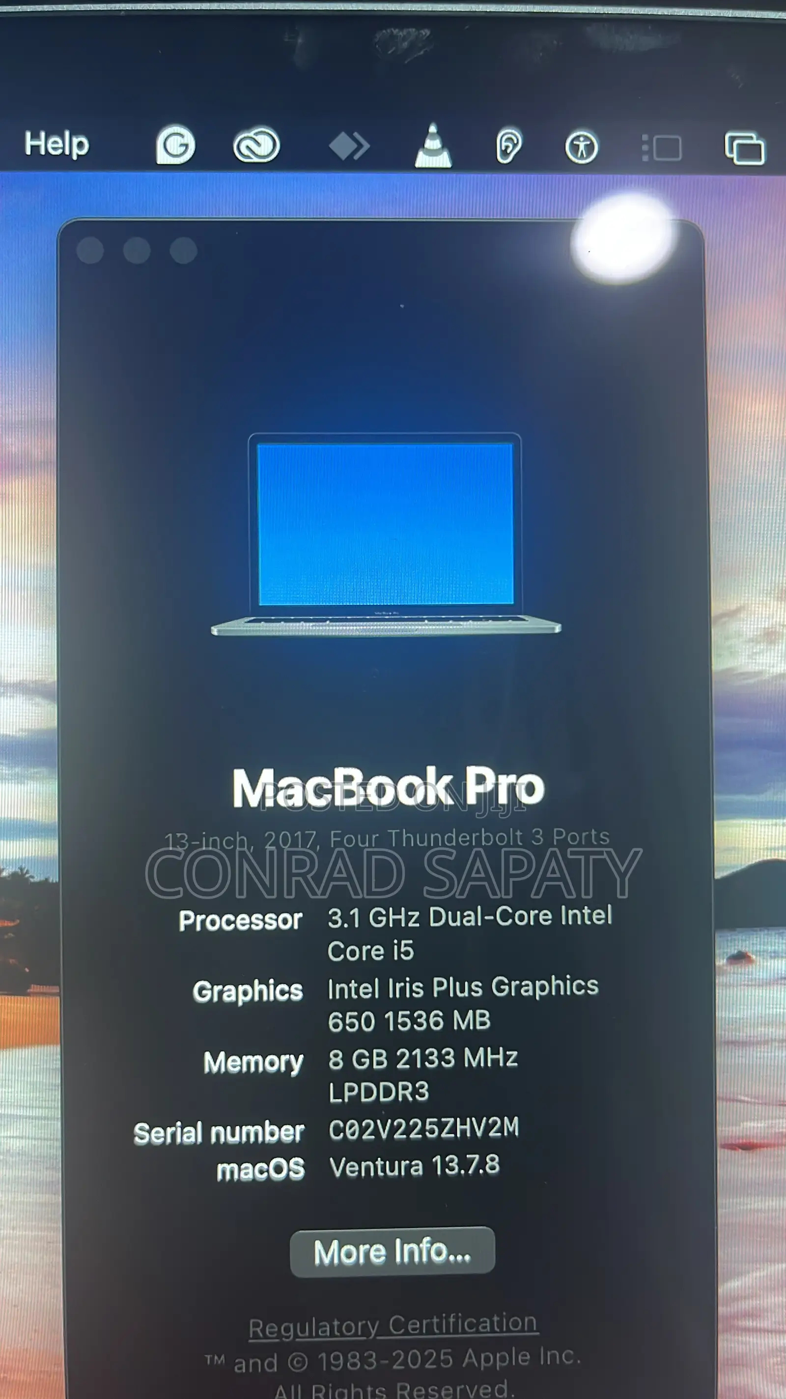 Laptop Apple MacBook Pro 2017 8GB Intel Core i5 SSD 512GB