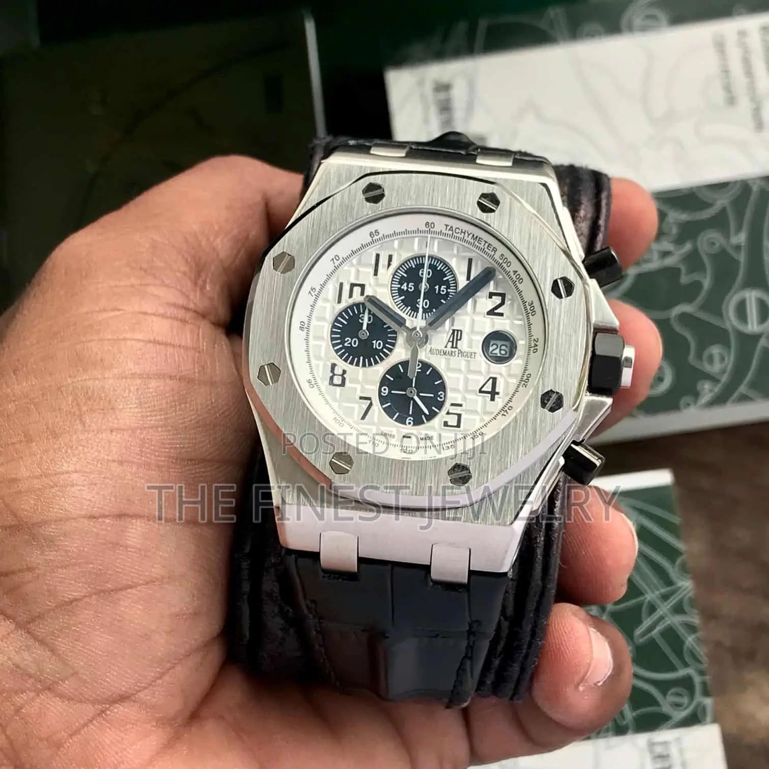 Audemars Piguet Off Shore Chronograph’S Black Leather Mens Watch