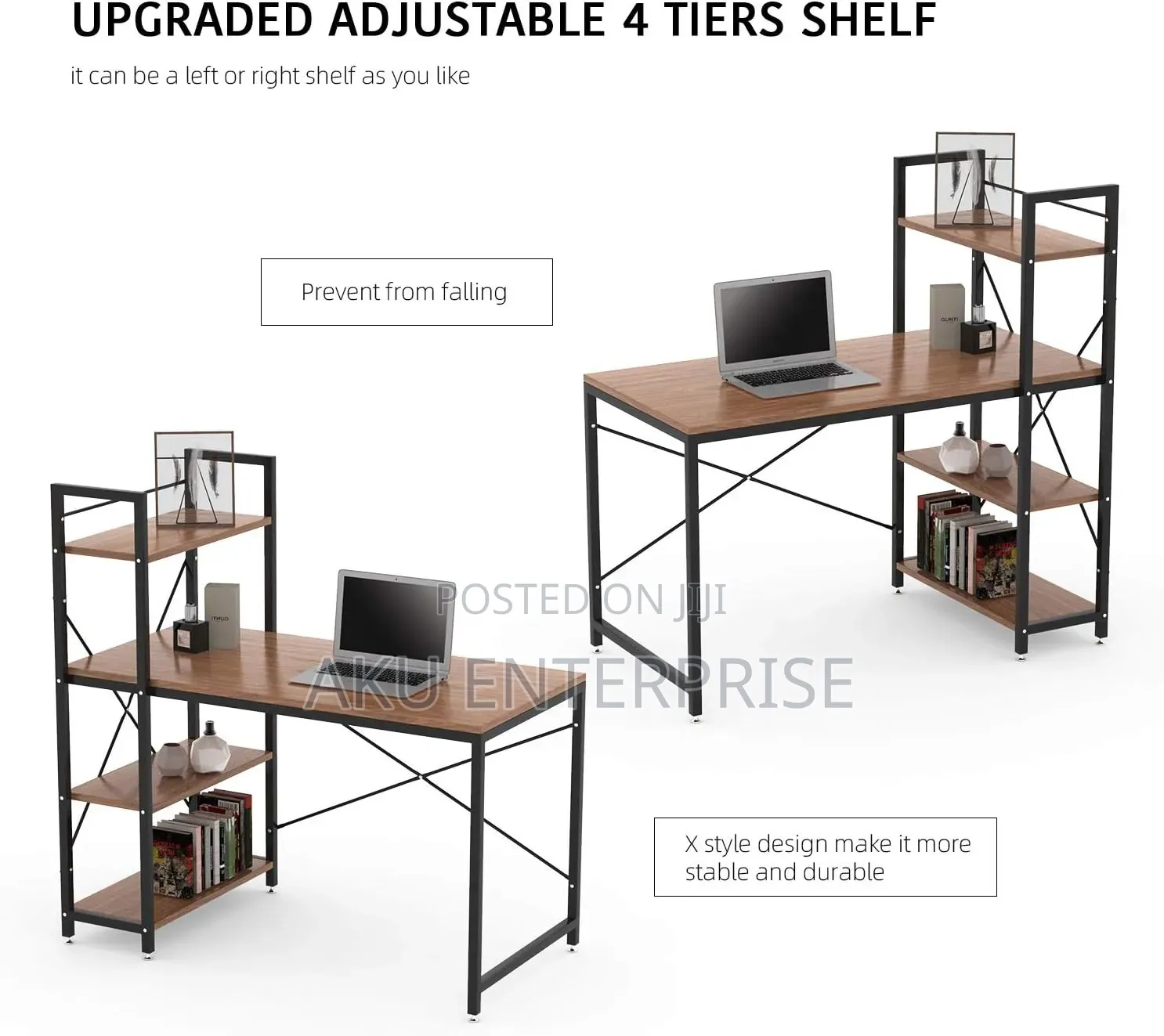 Computer Study Desk With Shelves Office Workstation Wood