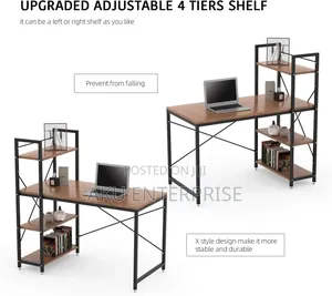 Computer Study Desk With Shelves Office Workstation Wood