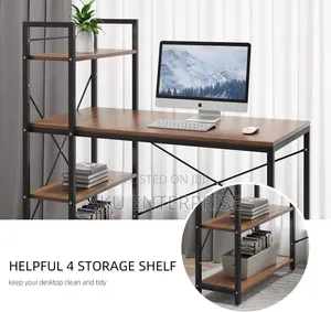 Computer Study Desk With Shelves Office Workstation Wood