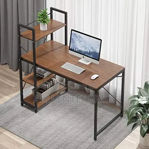 Computer Study Desk With Shelves Office Workstation Wood