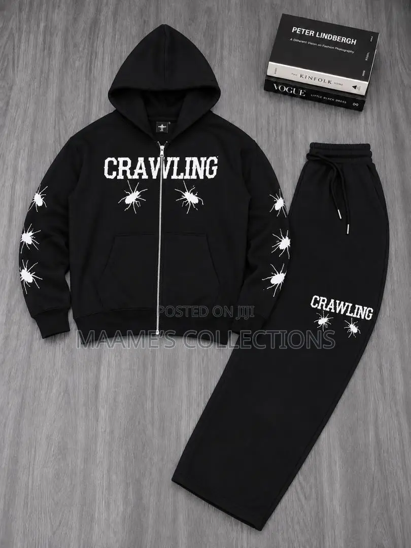 Men’S Distinctive Crawling Graphic and Spider Prints Hoodies Set