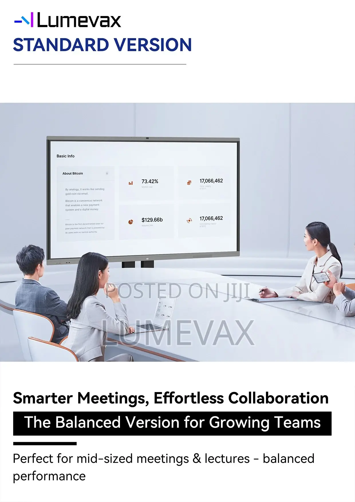 Lumevax Interactive Flat Panel Smartboard/4 Core/Andriod 14/65"