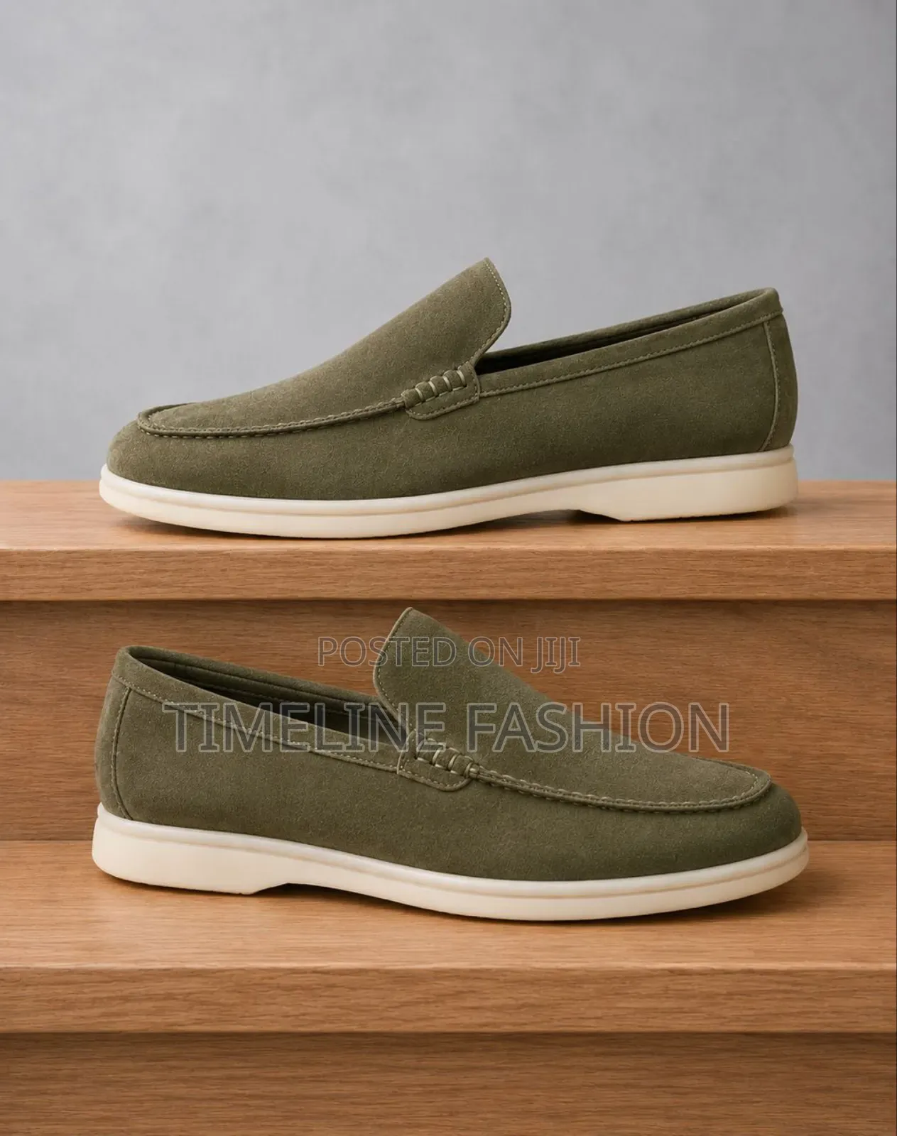 Army Green Suede Loafers Loro Piana Brand