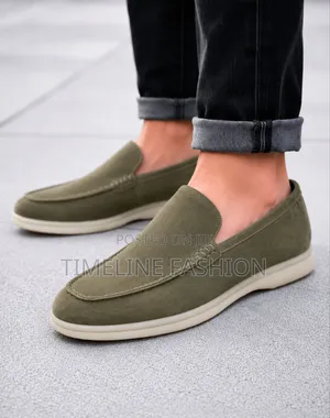 Army Green Suede Loafers Loro Piana Brand